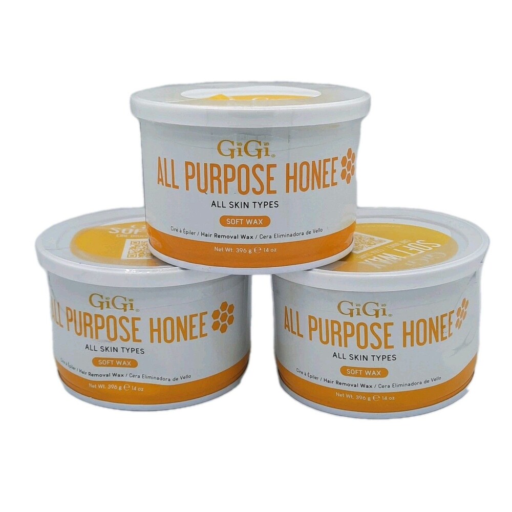 Lot Of 3 - GiGi All Purpose Honee Hair Removal Soft Wax All Skin Types 14 oz